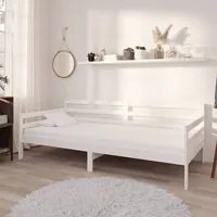 Divano Letto con Materasso 90x200 cm Bianco in Legno di Pino 3083585