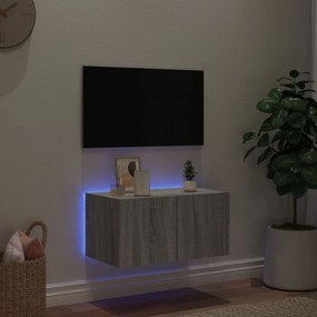 Mobile tv a parete con luci led grigio sonoma 60x35x31 cm