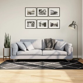 Tappeto Shaggy Pamplona A Pelo Lungo Nero E Crema 100x200 Cm /