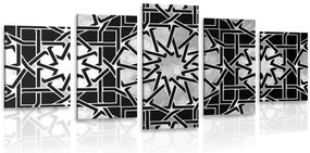 Quadri 5 pezzi – Mosaico orientale in bianco e nero