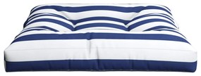 Cuscino per Pallet Strisce Bianche e Blu 70x70x12 cm in Tessuto