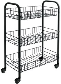 Carrello Da Cucina Con 3 Cestini Siena Nero /