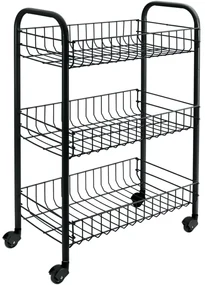 Carrello Da Cucina Con 3 Cestini Siena Nero /
