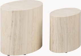 Set di 2 tavolini effetto travertino Mice