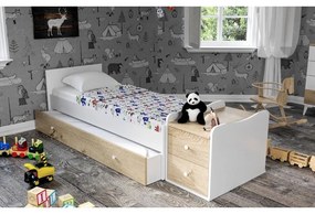 Culla in colore bianco e naturale con spazio di archiviazione 60x120 cm Sansa - Kalune Design