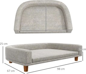 Cuccia per Cani di Taglia Grande Divano con Cuscino Sfoderabile 98x67x25 cm Grigio...