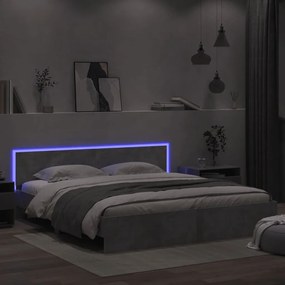 Giroletto con testiera e led grigio cemento 180x200 cm