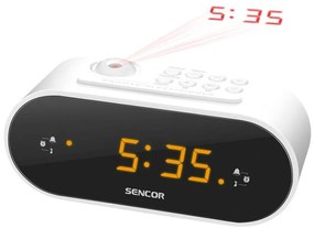 Sencor - Radio sveglia con LED display e proiettore 5W/230V 1xCR2032 bianco