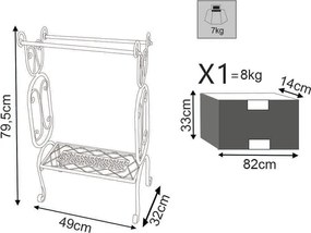 Portasciugamani in acciaio cm 49 x 32 x 79,5 h