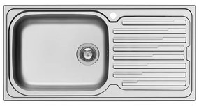 Lavello integrato 1 vasca con gocciolatoio a destra PYRAMIS Amaltia Plus inox L 50 x L 100 cm argento