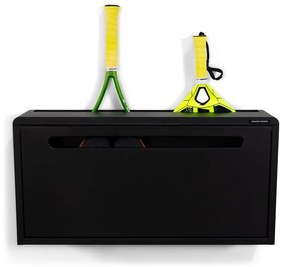 Scarpiera nera in metallo con ante ribaltabili/da parete 76x38x18 cm Sportiva – Spinder Design