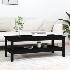 Tavolino Da Salotto Nero 110x50x40 Cm İn Legno Massello Di Pino /