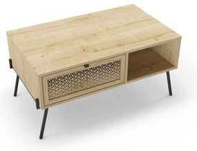 Tavolino in rovere decorato in colore naturale 60x100 cm Ecrin - Marckeric