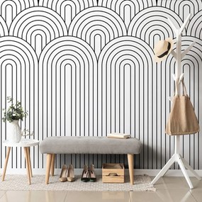 Carta da parati – Motivo arcobaleno in bianco e nero Mid-Century