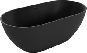 Mexen Rimini vasca da bagno indipendente in conglomerato 150 x 75 cm, nero opaco - 57241507570