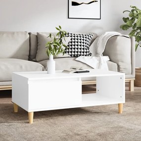 Tavolino Da Salotto Bianco 90x50x36,5 Cm İn Legno Multistrato /