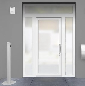 Portoncino d'ingresso Condo21 L 90 x H 210 cm con vetro in PVC bianco, apertura spingere a sinistra