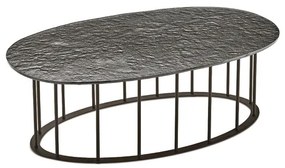 Tavolino D90 cm con base in metallo Nero e piano in vetro martellato Fumč MUTE