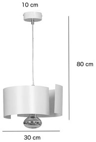 Sospensione Moderna 1 Luce Vixon In Acciao Bianco E Cromo