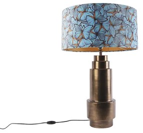 Lampada da tavolo in bronzo con paralume a farfalla in velluto 50 cm - Bruut