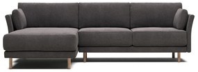 Kave Home - Divano Gilma 3 posti chaise longue destra/sinistra grigio chiaro e piedini naturali 260 cm