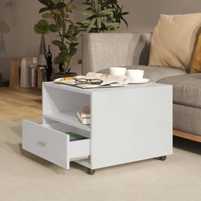 Tavolino da salotto bianco lucido 55x55x40 cm legno multistrato