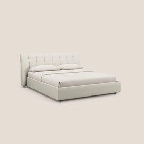 Clizia letto imbottito di design con vano contenitore in ecopelle impermeabile T04 bianco