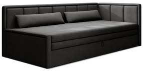 Divano grigio scuro allungabile/con contenitore e rivestimento in ciniglia 214 cm Fulgeo – ELTAP