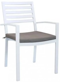 Poltrona da giardino in alluminio bianco con cuscino taupe (Dimensioni: 46x62x84 cm)