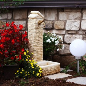 Fontana da Giardino Senza Rubinetto in Cemento Granulato di Marmo Zambla Nocciola...