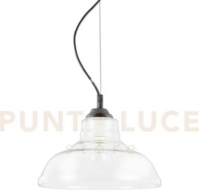 Bistro' lampadario a sospensione 1 luce attacco e27 trasparente d.28cm