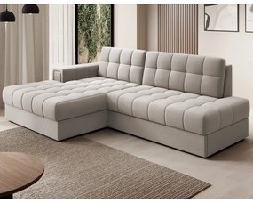 Divano angolare beige allungabile (con penisola a sinistra/con chaise lounge) con rivestimento in velluto Blezalt – ELTAP