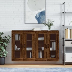 Armadietti A Parete 2 Pz Rovere Marrone İn Legno Multistrato /