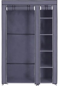 Armadio salvaspazio in tessuto MATIS 110x175 cm con ripiani e asta appendiabiti, grigio