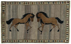 Gabbeh Tappeto 130 x 210 Nero (Iran) Annodato A Mano