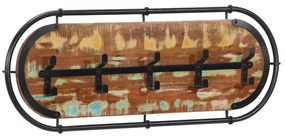 Appendiabiti Da Parete Con 5 Ganci İn Legno Massello Recupero /