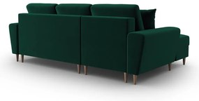 Divano angolare verde allungabile e con contenitore (con penisola a sinistra/con chaise lounge) con rivestimento in velluto Kyoto – Cosmopolitan Design