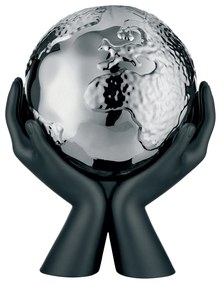 Bongelli preziosi statua moderna scultura mani mondo collezione Globe cm 36 X 27 NERO ARGENTO