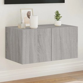Mobile Tv A Parete Con Luci Led Grigio Sonoma 60x35x31 Cm /