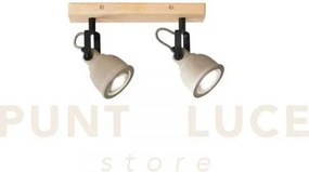 Applique a parete kisa grigia e legno 2 luci attacco gu10 30x8x15,9cm