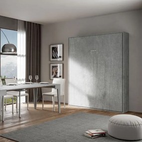 Letto a scomparsa verticale matrimoniale 160 cm Cemento KENTARO