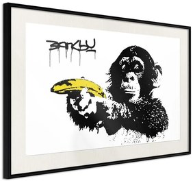 Poster  Banksy: Banana Gun II  Cornice Quadri Cornice nera con pass-partout, Larghezza x Altezza Home decor 30x20