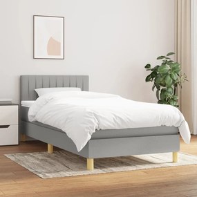 Giroletto A Molle Con Materasso Grigio Chiaro 80x200 Cm Tessuto /