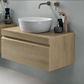 Cassetto bagno portalavabo 80 cm sospeso in PVC RIO Rovere Chiaro