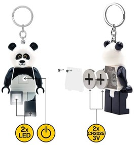 Portachiavi bianco e nero con torcia Iconic Panda - LEGO®