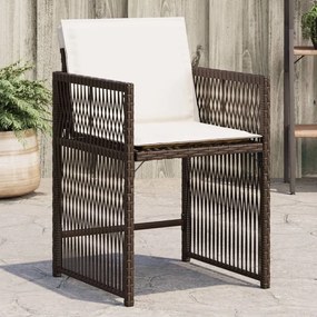 Sedie da giardino con cuscini 4 pz marroni in polyrattan