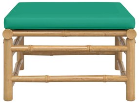 Poggiapiedi da giardino con cuscino verde in bambù