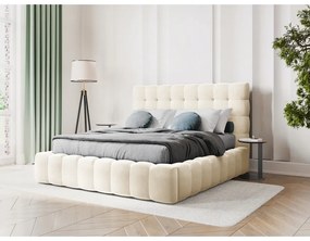 Letto matrimoniale imbottito beige con contenitore con griglia 200x200 cm Bali - Cosmopolitan Design