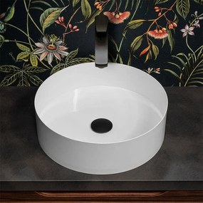 Lavabo da appoggio tondo 40 cm in acciaio inox bianco opaco Goya