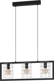 Lampadario Moderno Jubily nero paralume grigio zincato 3x E27 EGLO